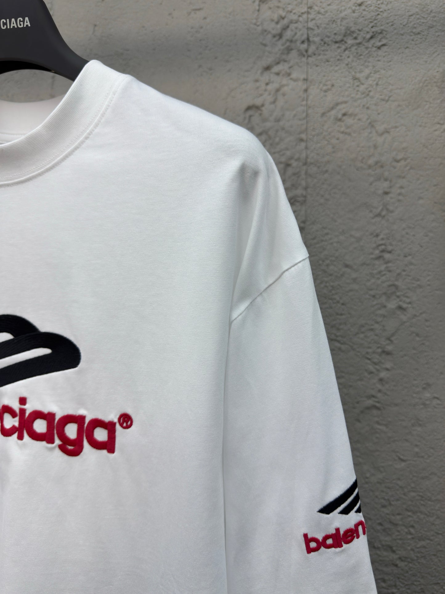 Balenciaga Letter Embroidery Long Sleeve T-Shirt White