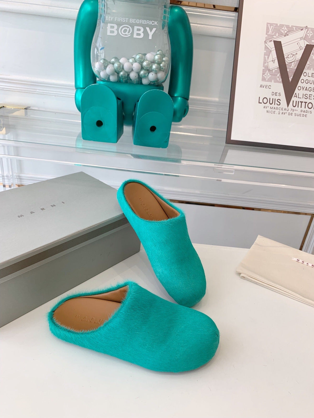 Marni slides loafers dark turquoise