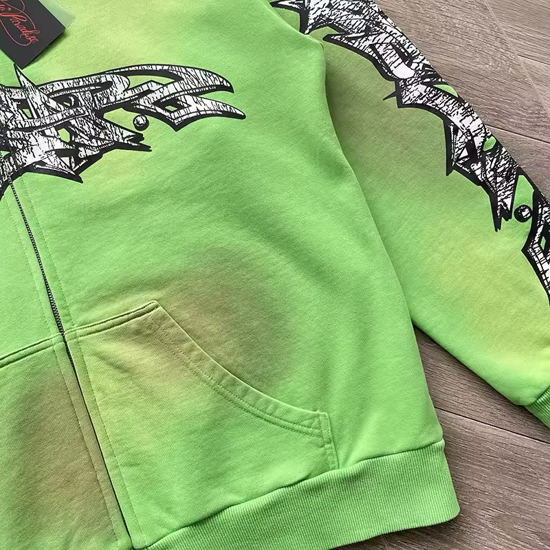 Hellstar path to paradise green zip up jacket
