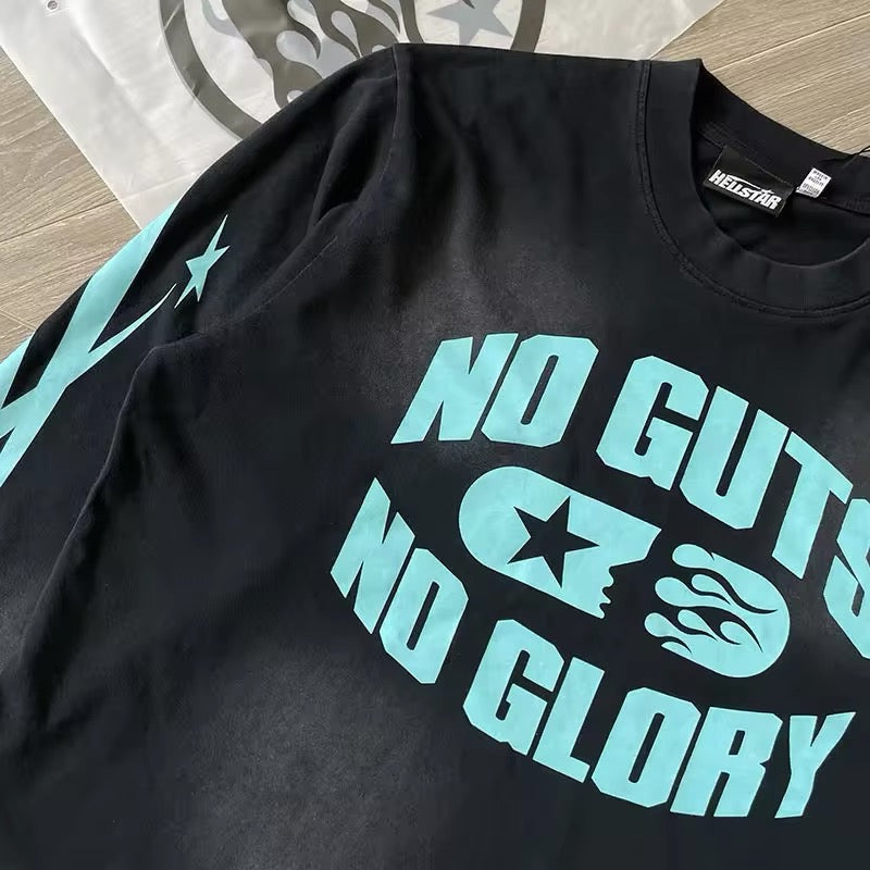 Hellstar no guts no glory black and turquoise longs leave tee