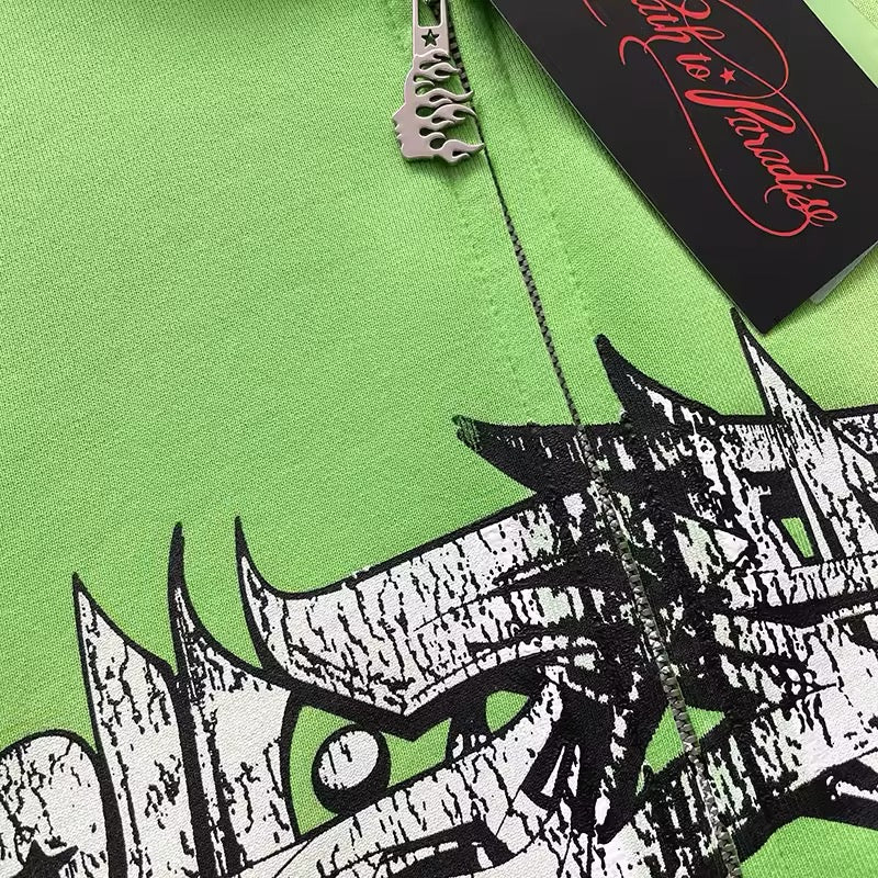 Hellstar path to paradise green zip up jacket