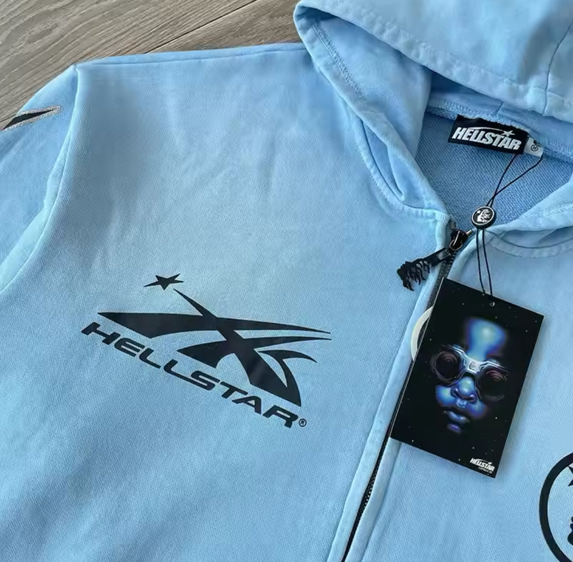 Hellstar blue  zip up hoodie