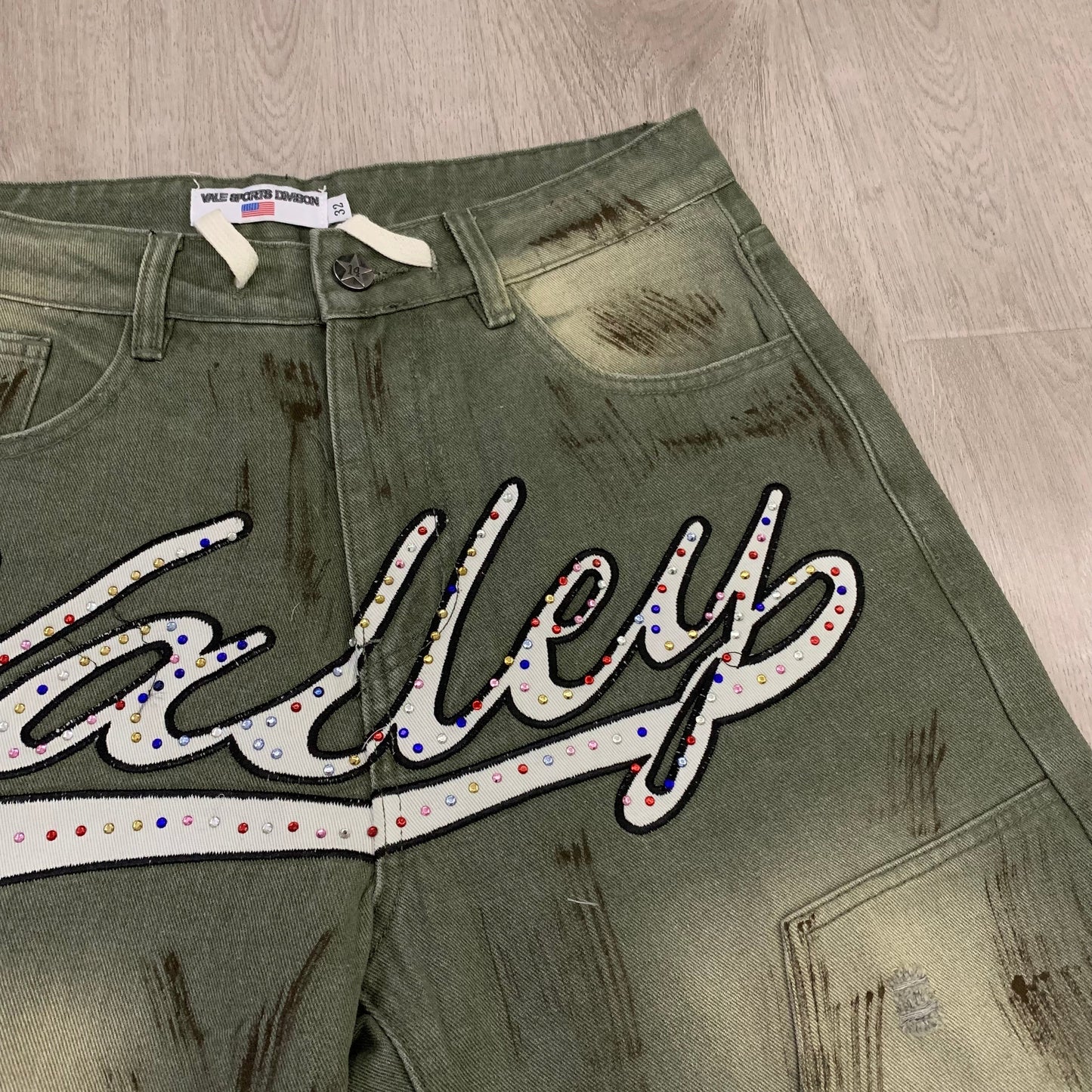 Vale Forever Skittles Jorts Men's Rhinestones Denim Shorts