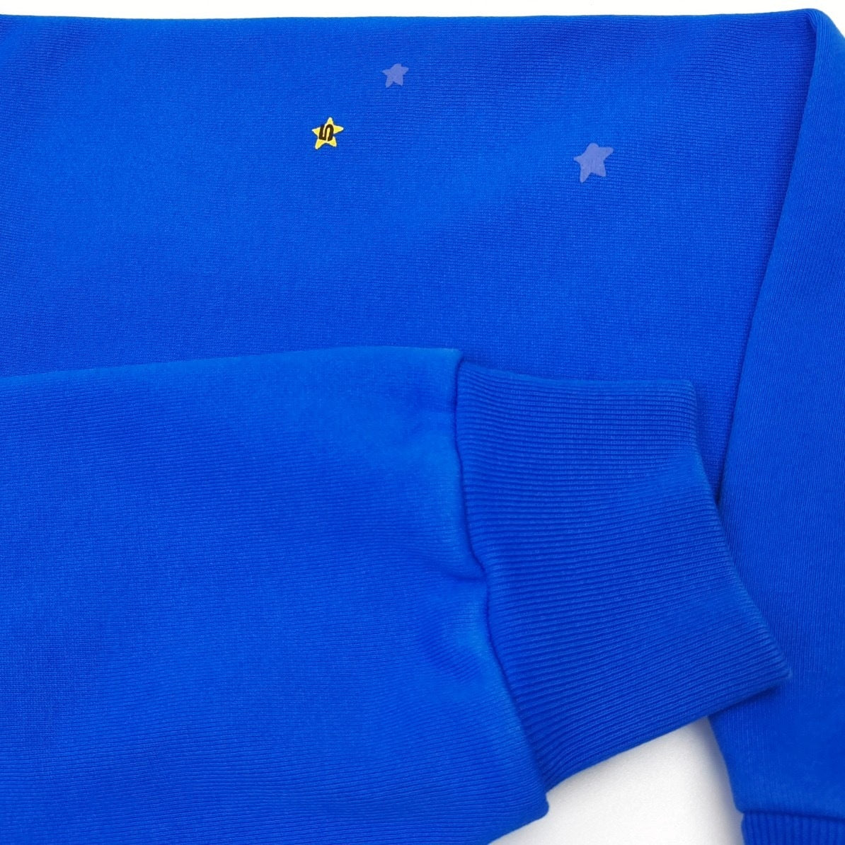 Blue and yellow sp5der hoodie