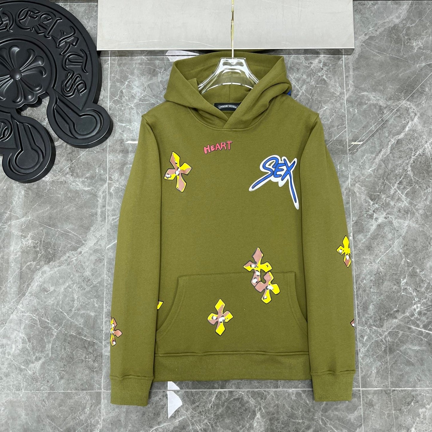 Chrome hearts sage  green hoodie