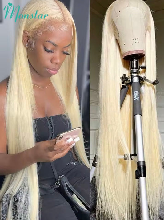 13x4 13x6 360 HD Transparent 613 Honey Blonde Color Lace Front Human Hair Wigs for Women Raw Brazilian Straight Lace Frontal Wig