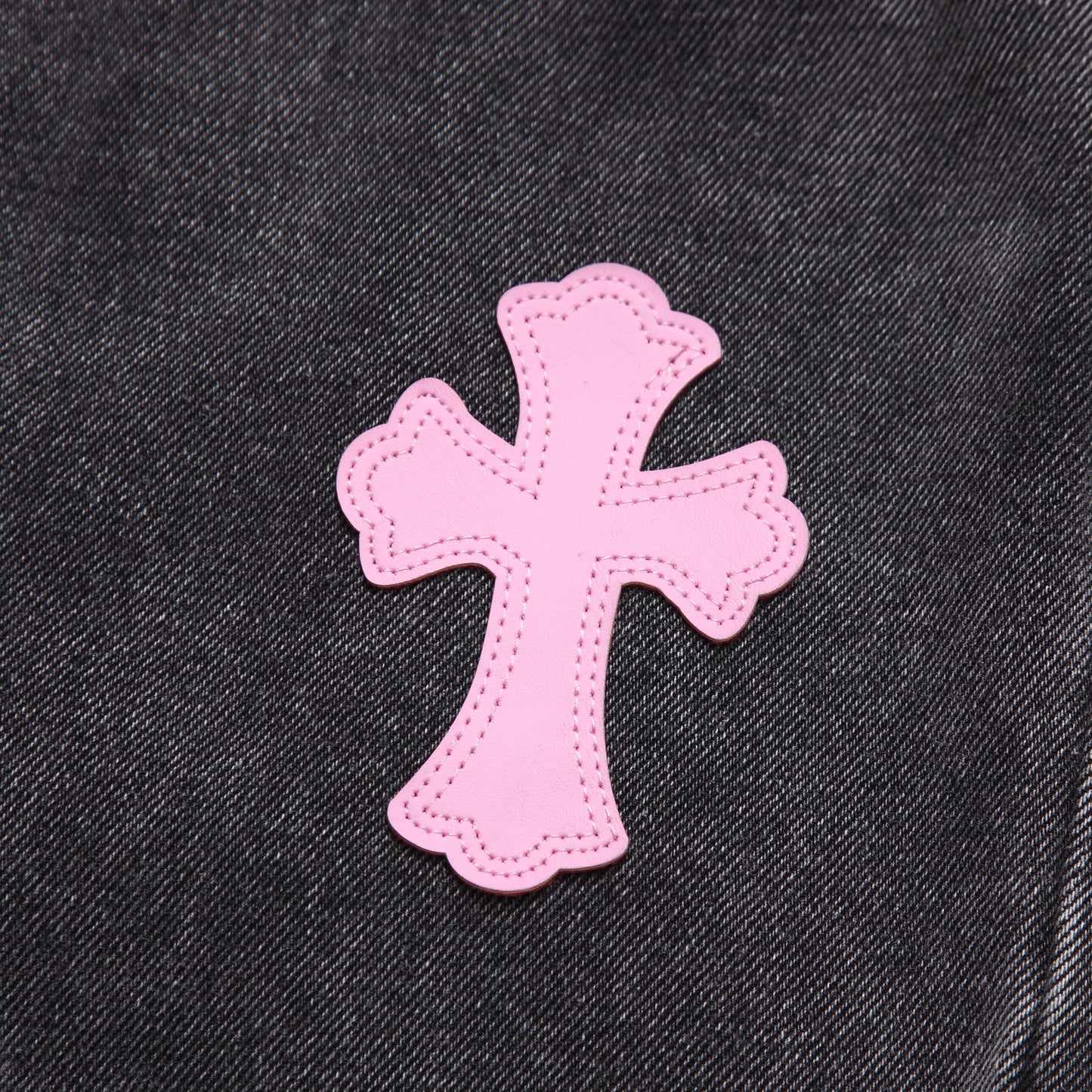 Chrome hearts pink cross patch jeans