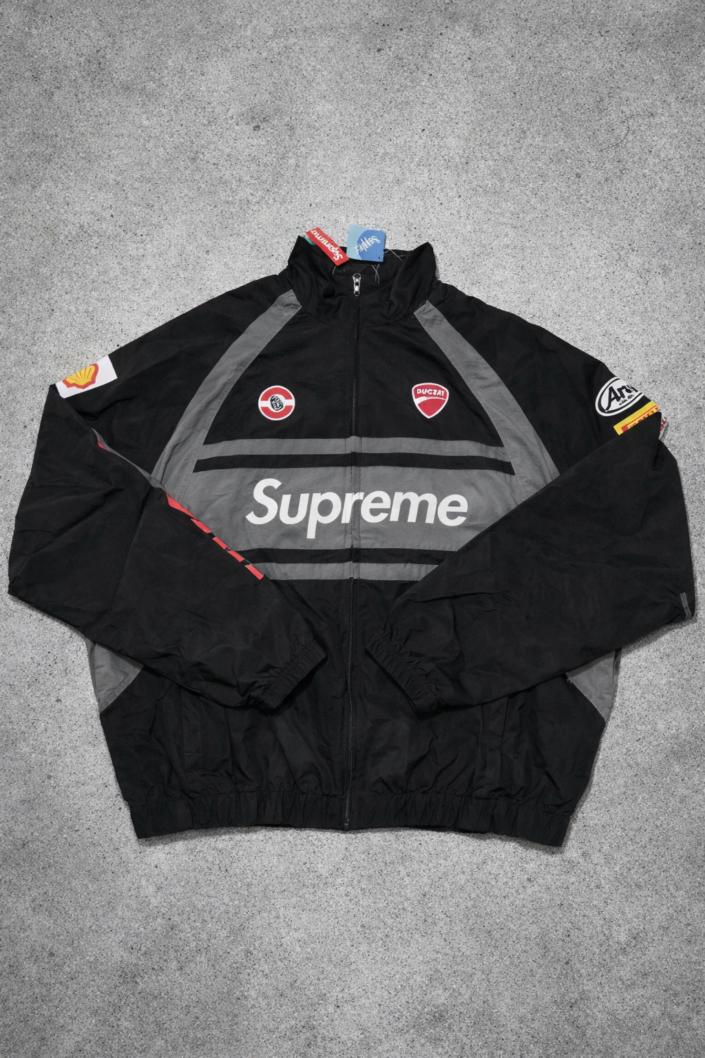 Supreme Ducati track jacket black gray and red