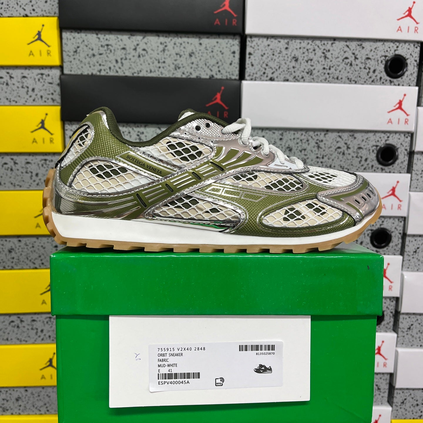 Bottega venta orbit silver and olive green