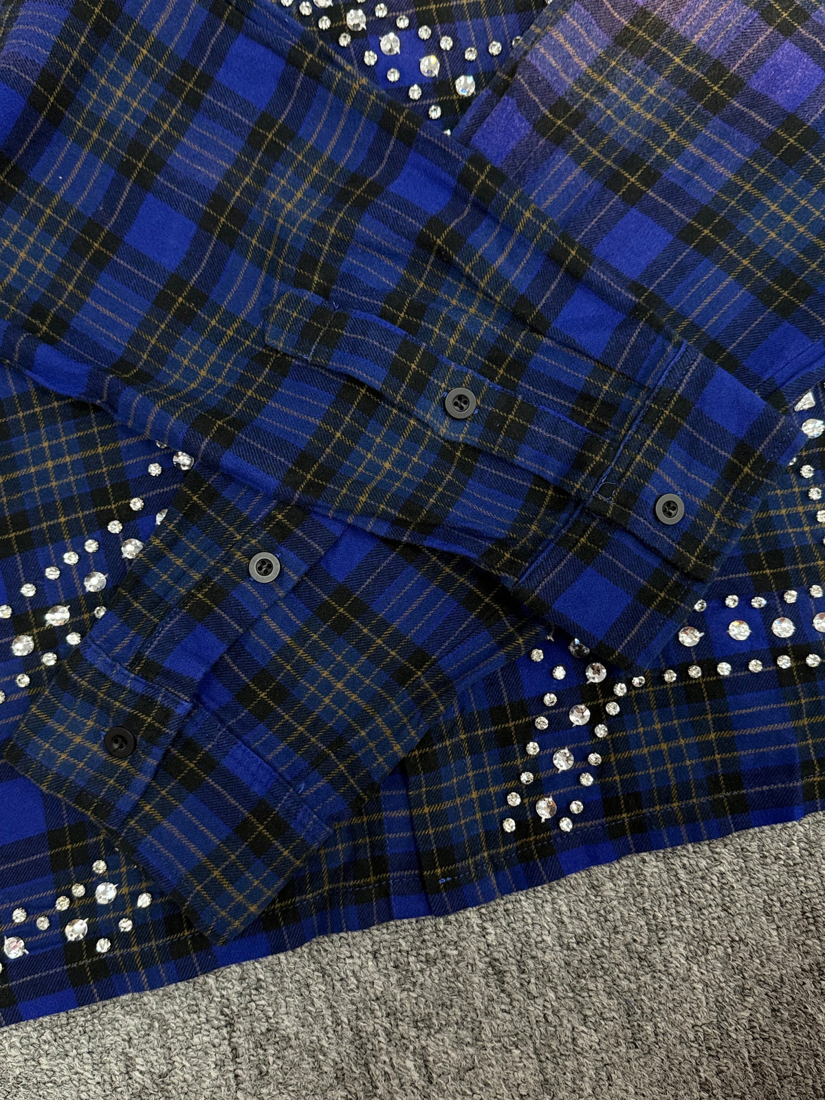 Vale Forever Rhinestone Plaid Flannel Blue/Black