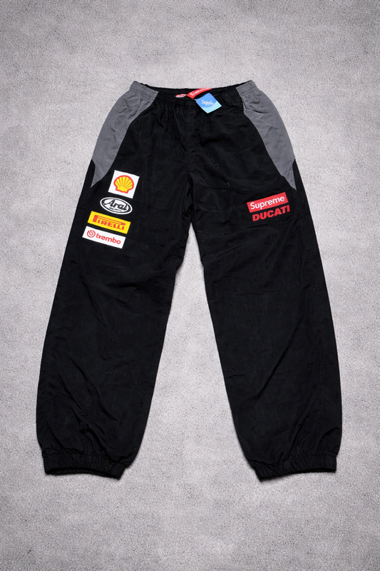 Supreme Ducati track pants black gray and red
