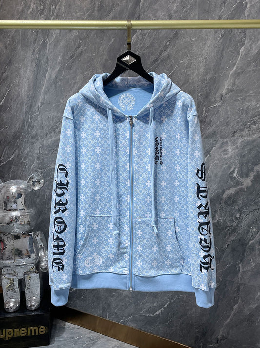 Light blue  chrome hearts zip up jacket