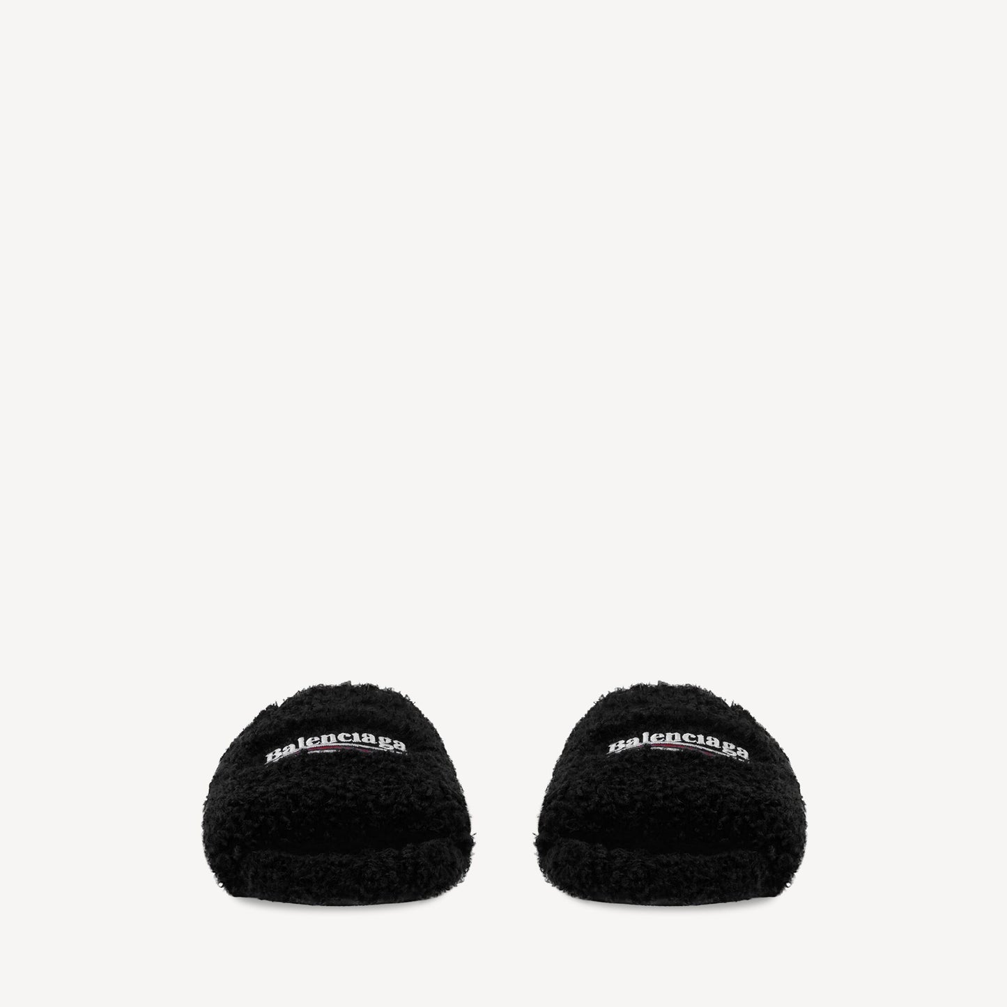 Balenciaga black furry slides
