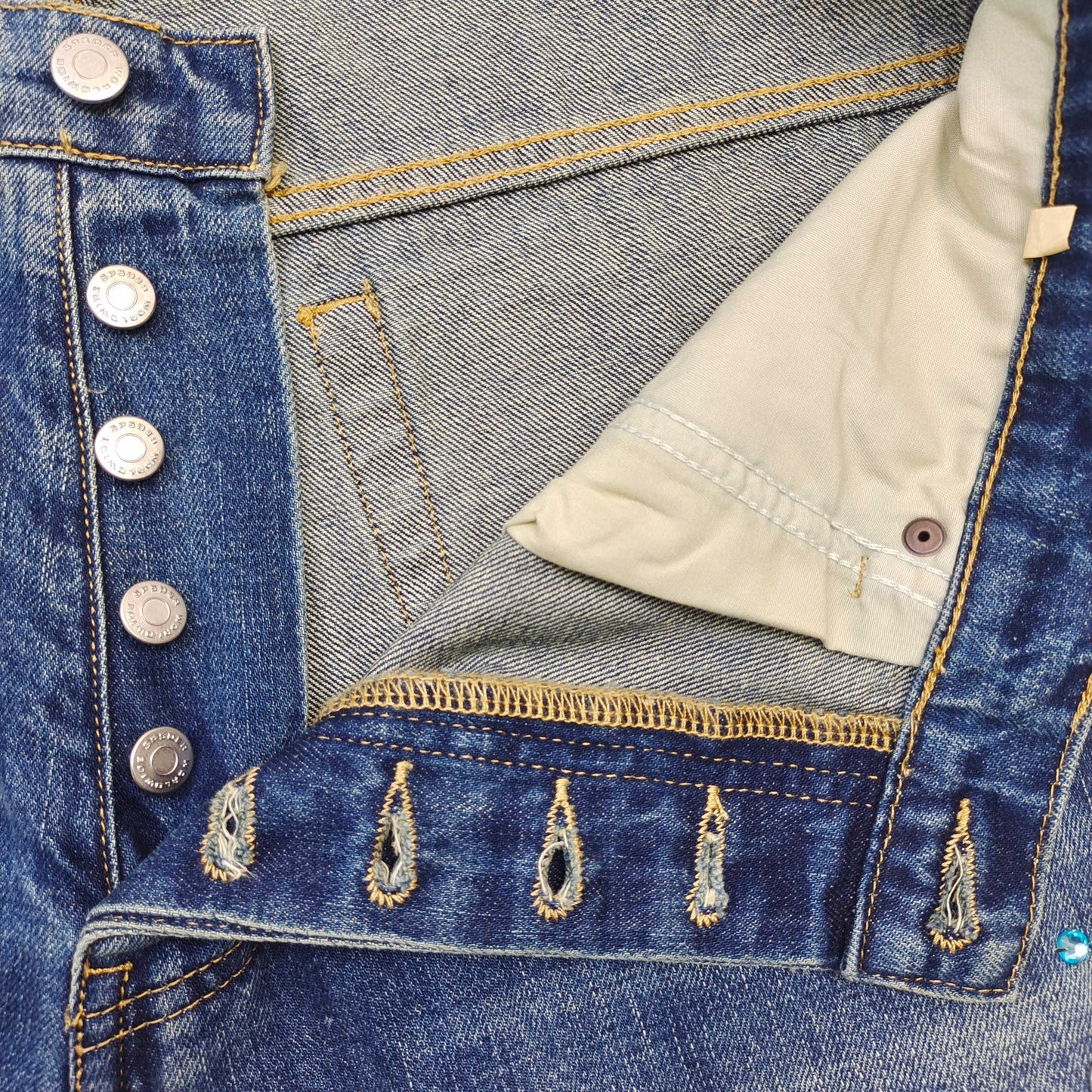 Sp5der Web Stone Denim Shorts 'blue Wash