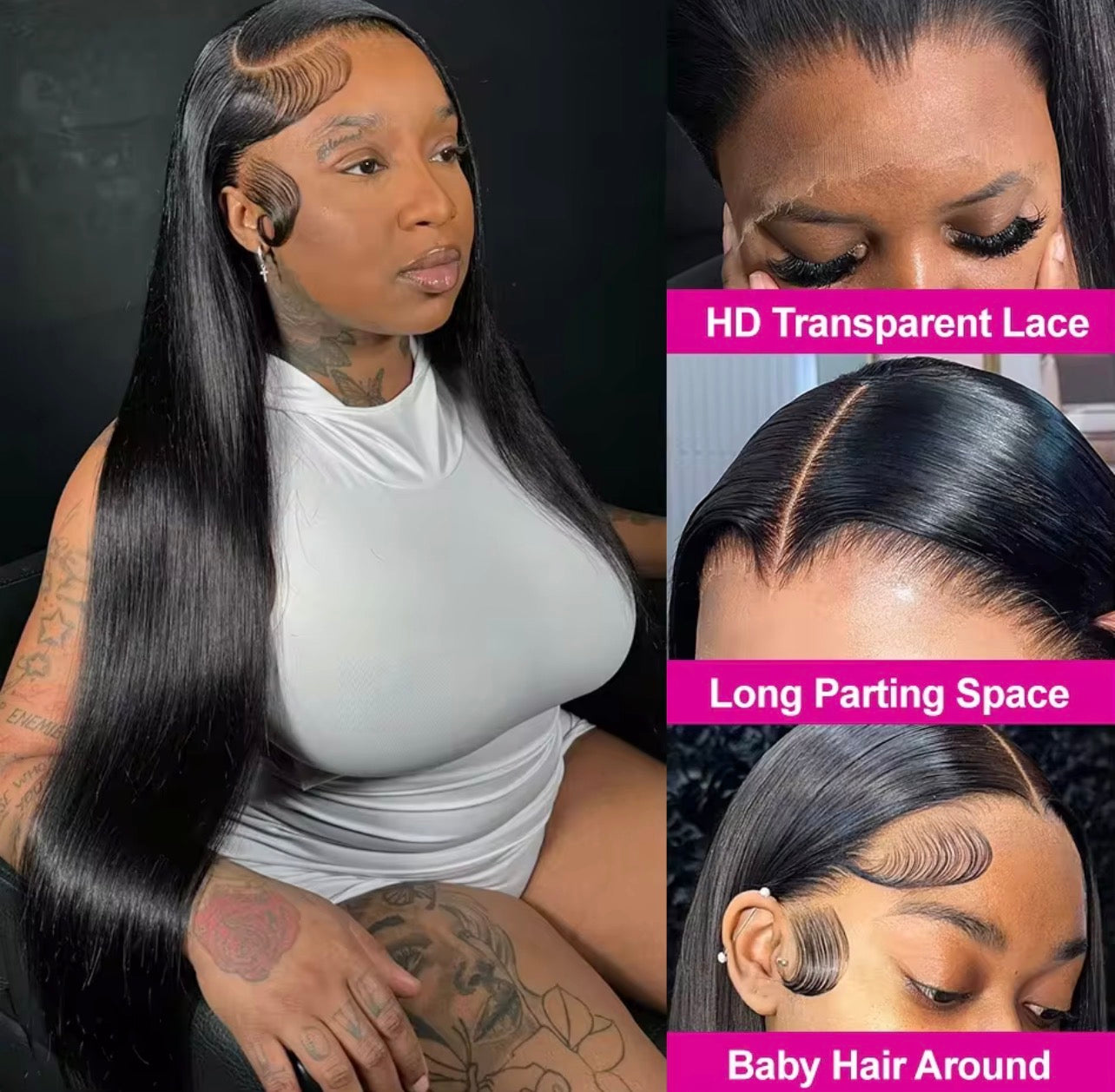 40 46 Inch 13x4 13x6 HD Transparent Bone Straight Lace Front Wigs 220 Density Brazilian Human Hair Wigs For Women