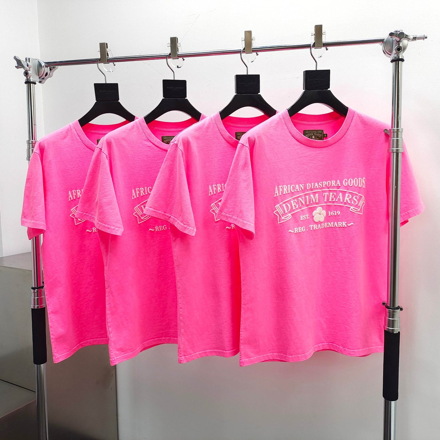 Pink denim tears tee