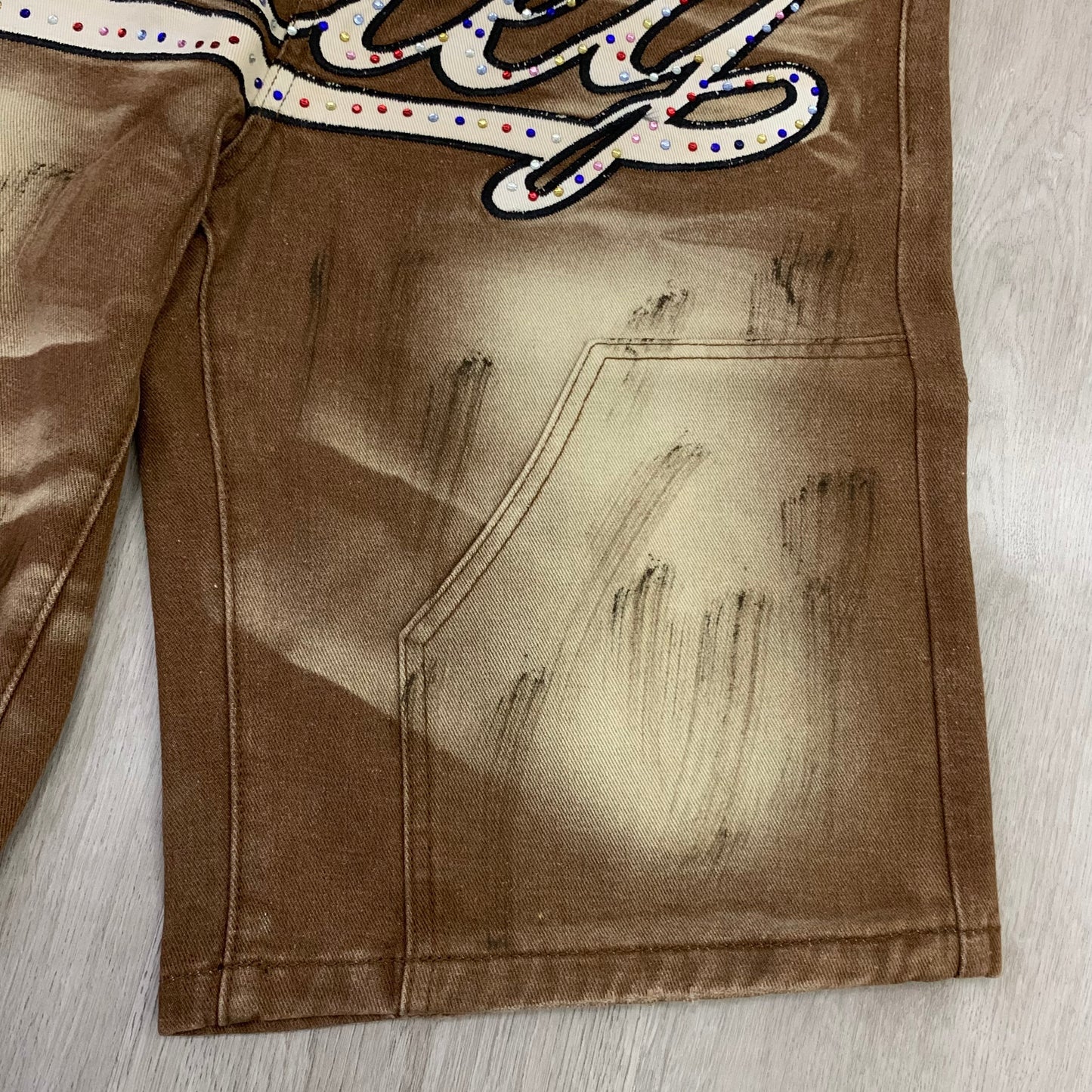 Vale Forever Skittles Jorts Men's Rhinestones Denim Shorts