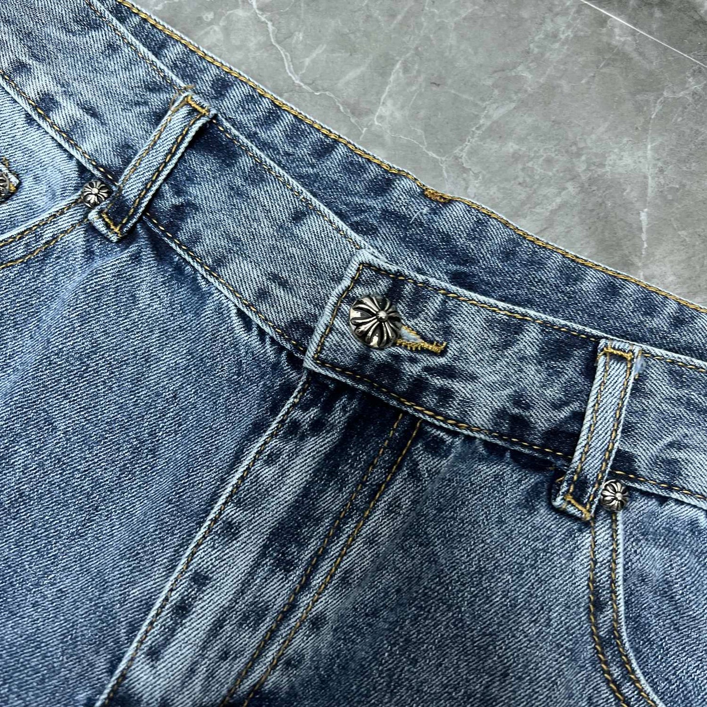 Chrome hearts jorts with black crosses