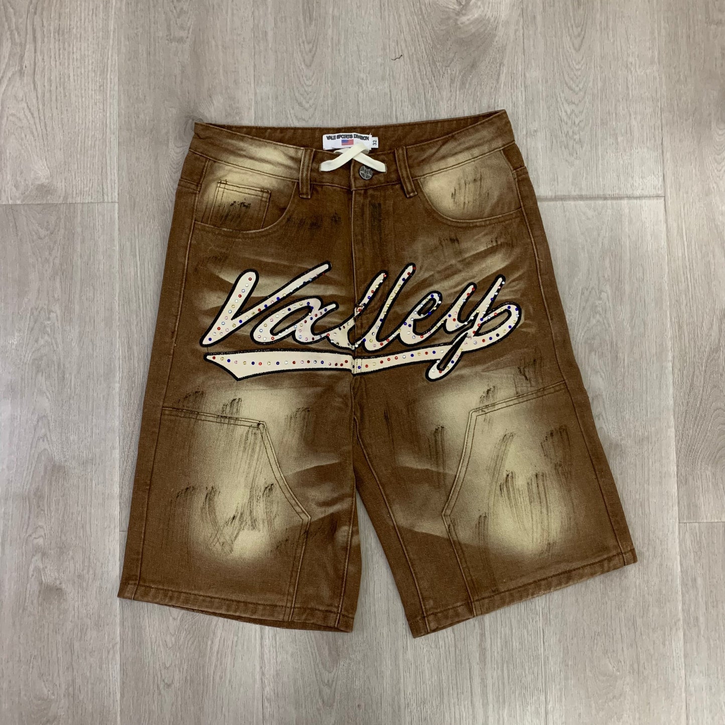 Vale Forever Skittles Jorts Men's Rhinestones Denim Shorts