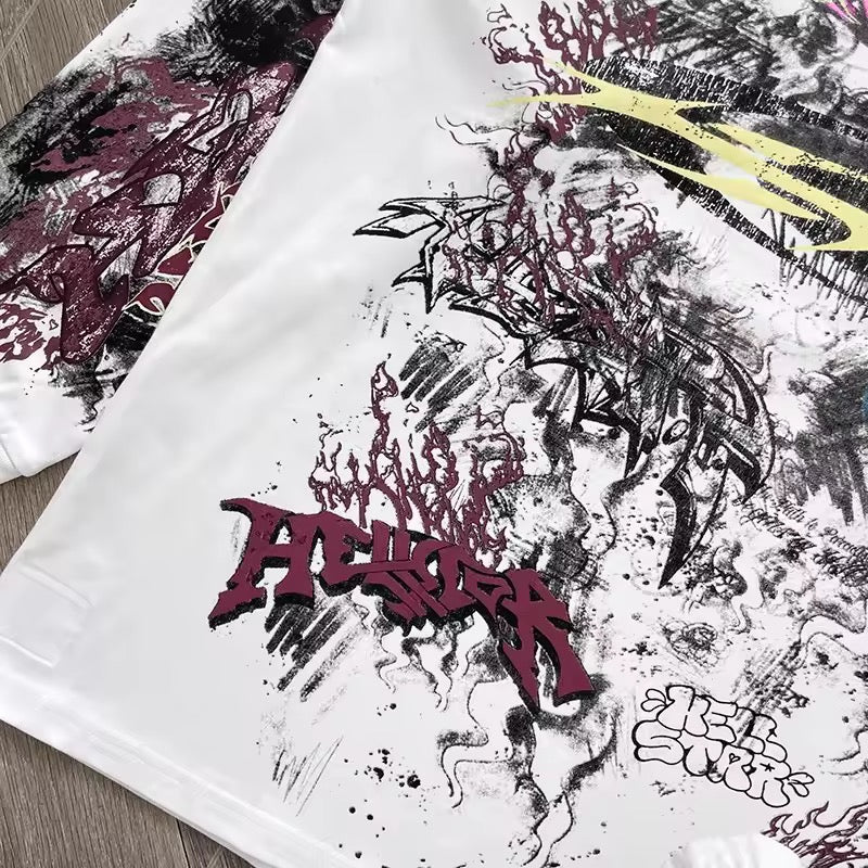 Hellstar white  graffiti longsleave