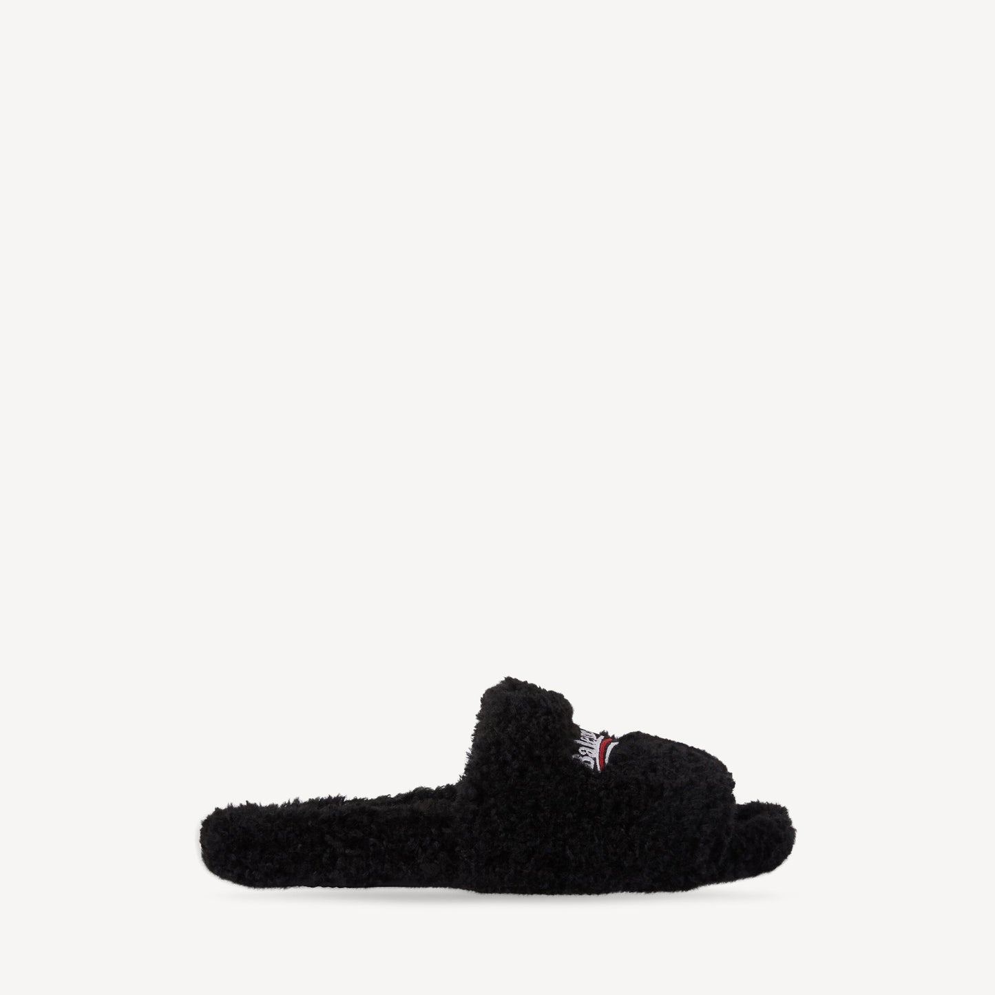 Balenciaga black furry slides