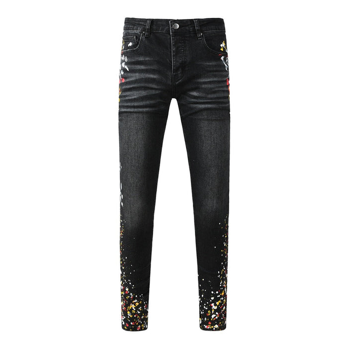 Amiri jeans black with paint splatter