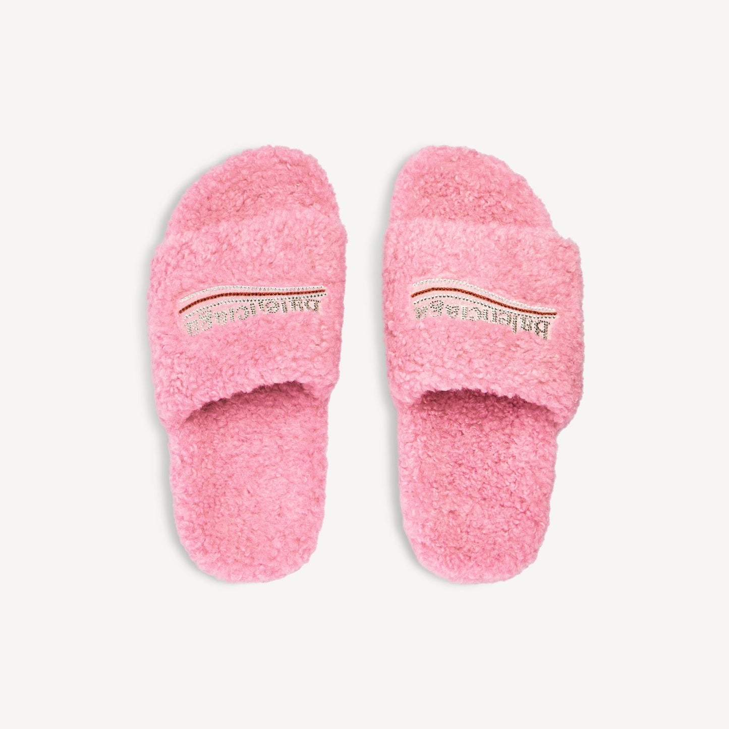 Balenciaga pink furry slides