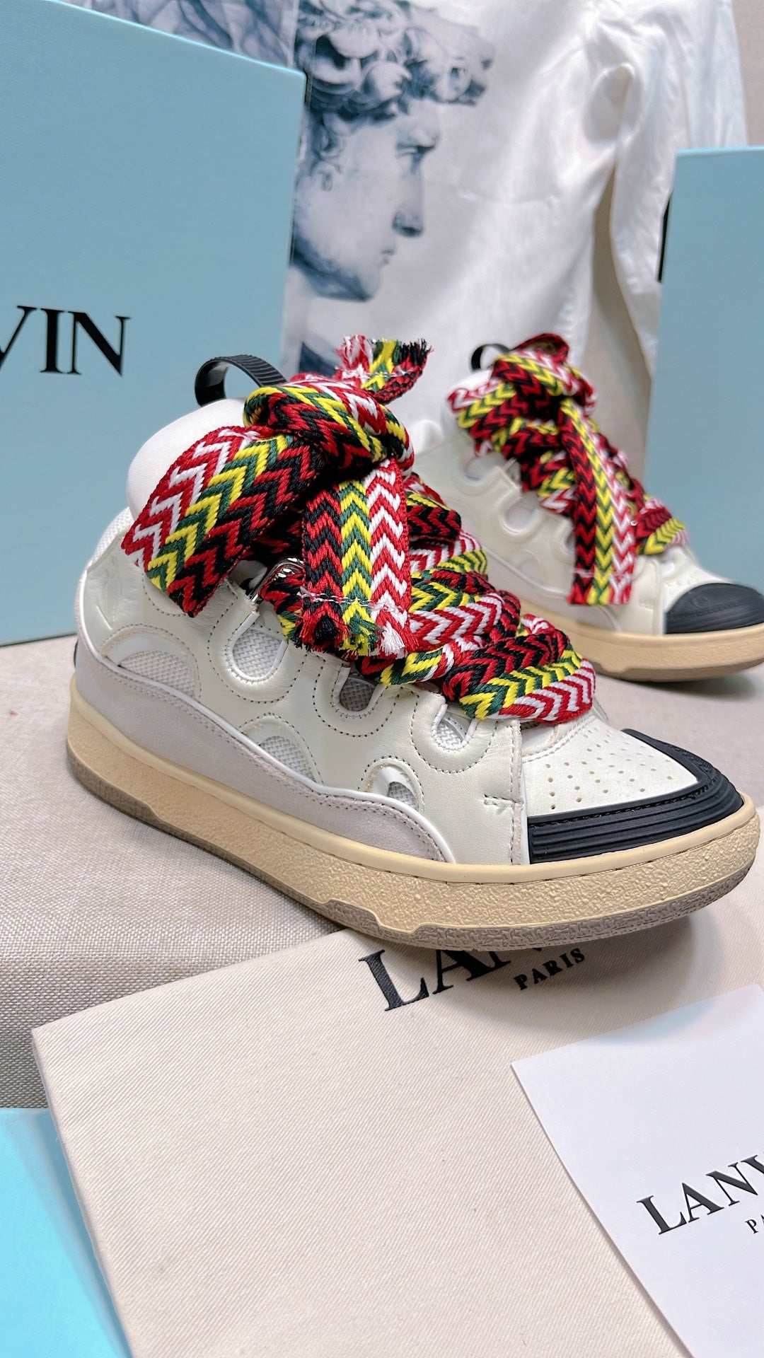 Lanvins curb sneakers colorful laces