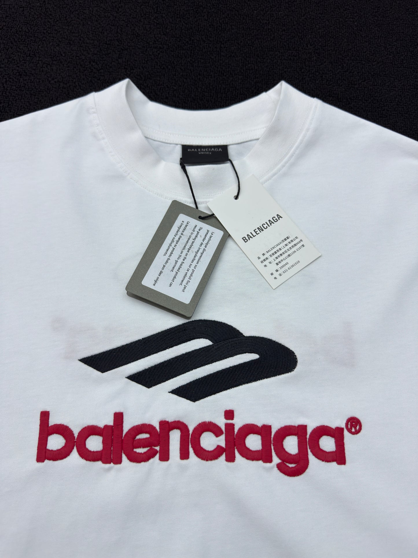 Balenciaga Letter Embroidery Long Sleeve T-Shirt White