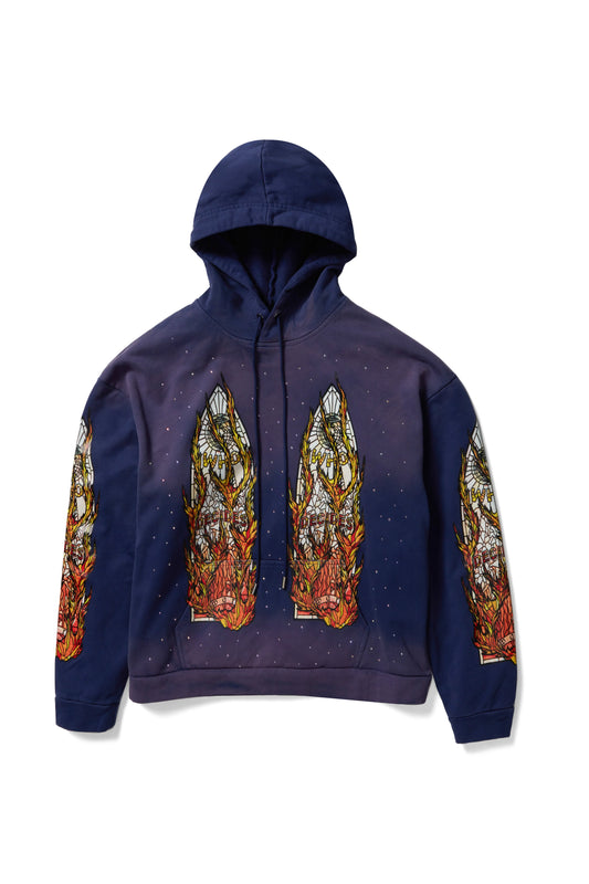 WHO DECIDES WAR pruple  flame glass hoodie