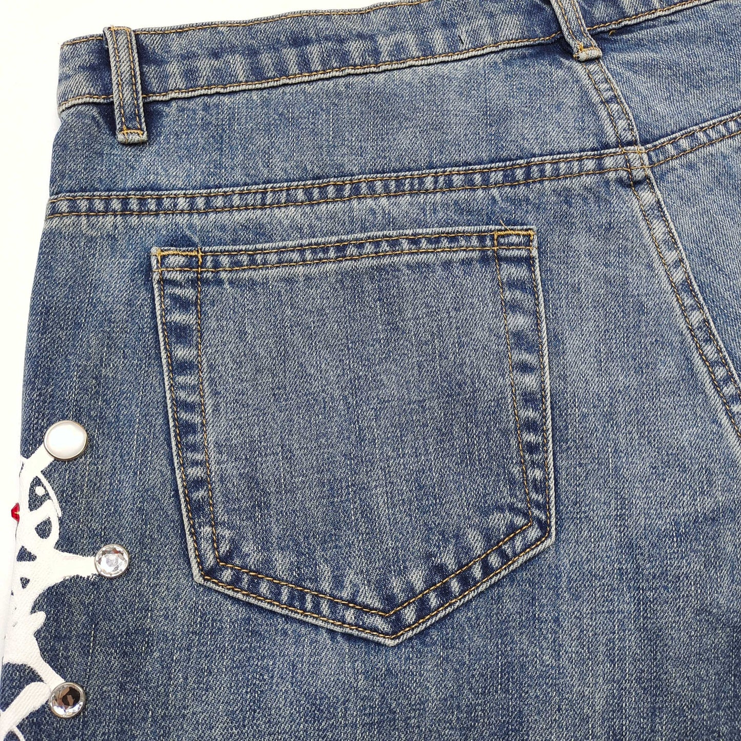 Sp5der Web Stone Denim Shorts 'blue Wash