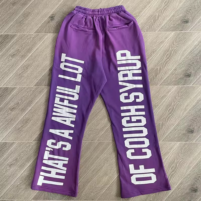 Purple that’s awful lotta cough syrup sweatpants