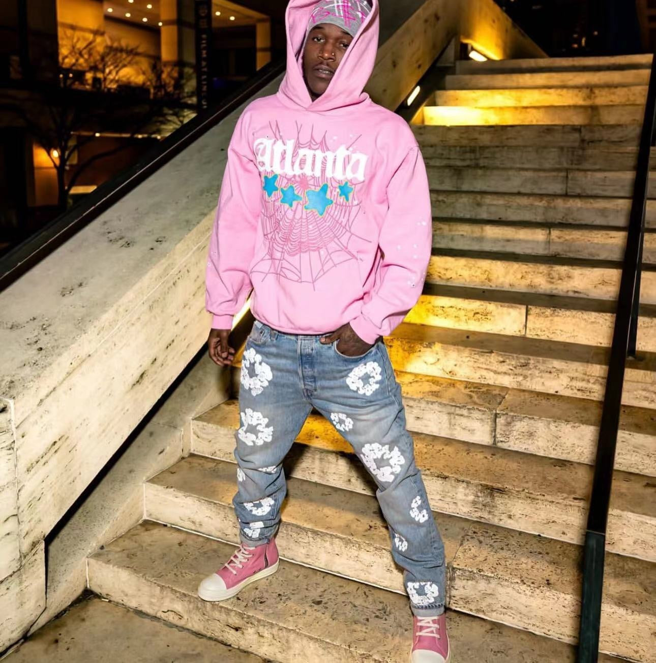Pink Atlanta sp5der hoodie