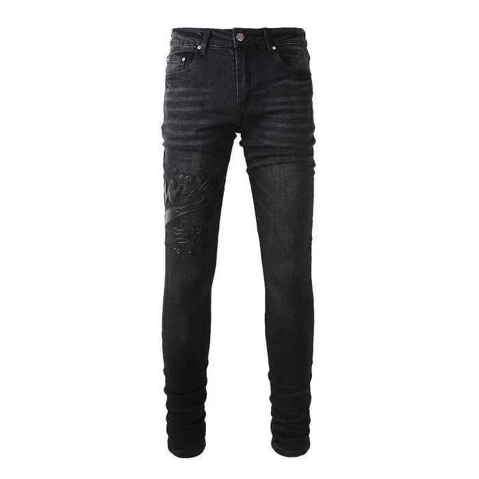 Amiri jeans 22 black with leather patch