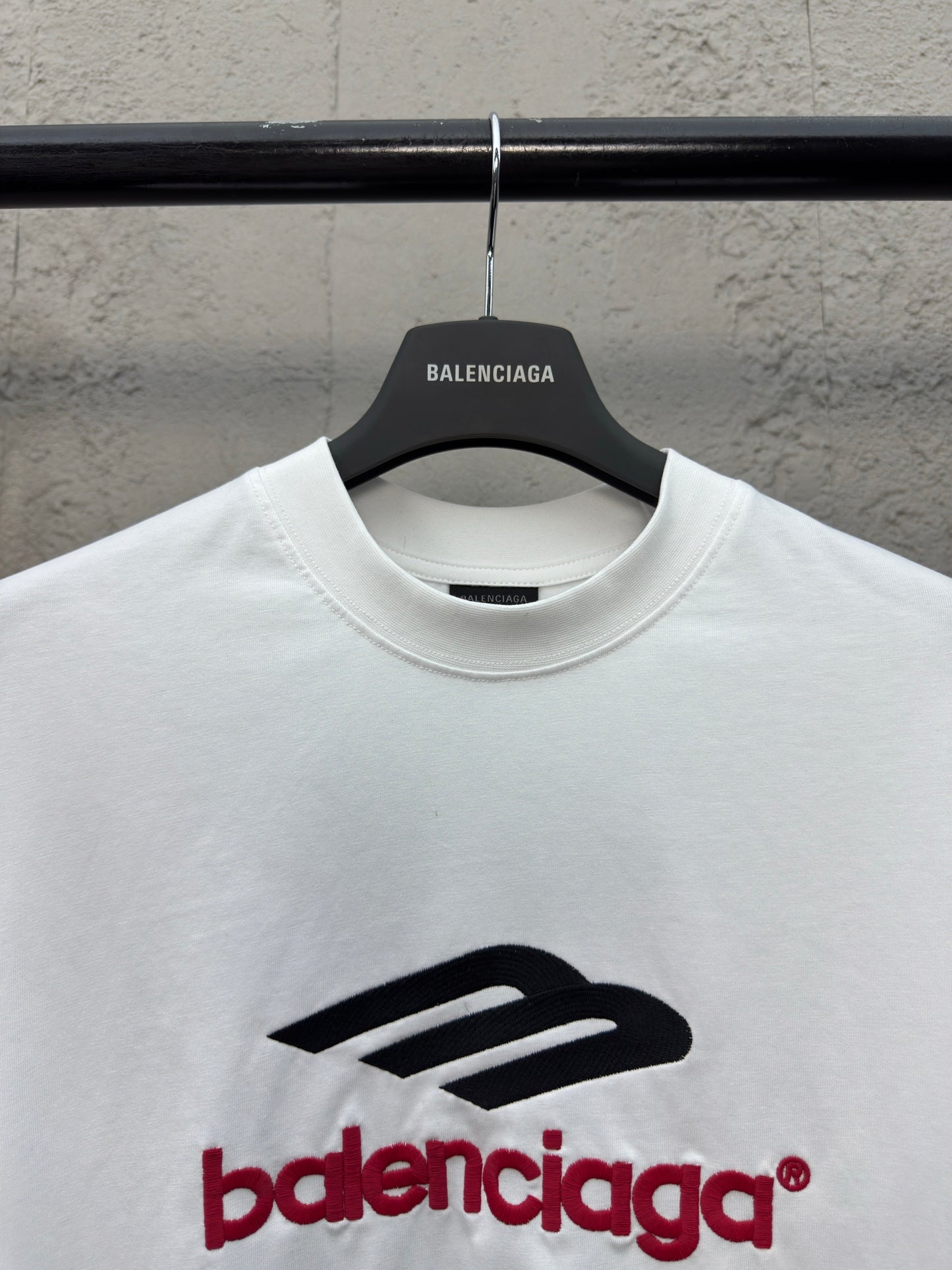 Balenciaga Letter Embroidery Long Sleeve T-Shirt White