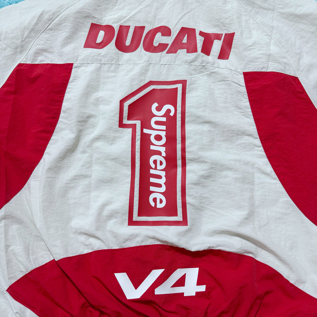 Supreme Ducati track jacket  white and red