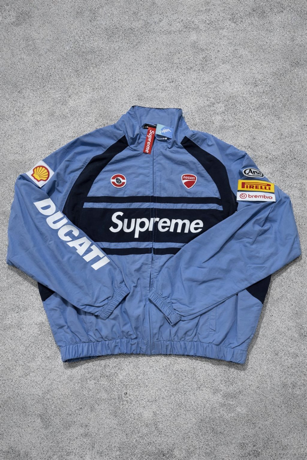 Supreme Ducati track jacket black and blue