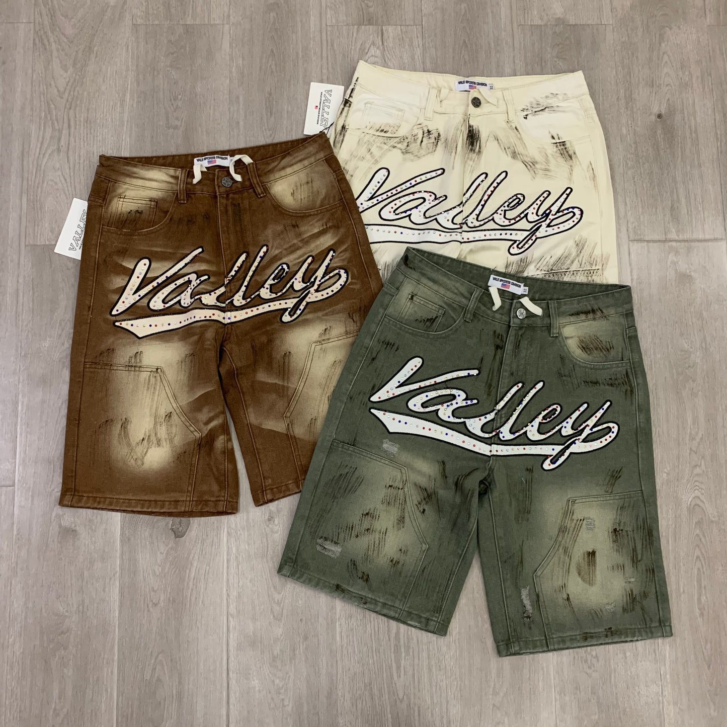 Vale Forever Skittles Jorts Men's Rhinestones Denim Shorts