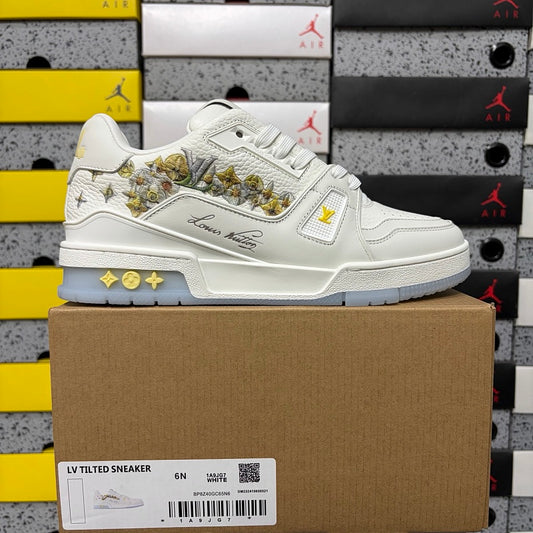 Louis Vuitton Floral Embroidered Trainer Sneakers