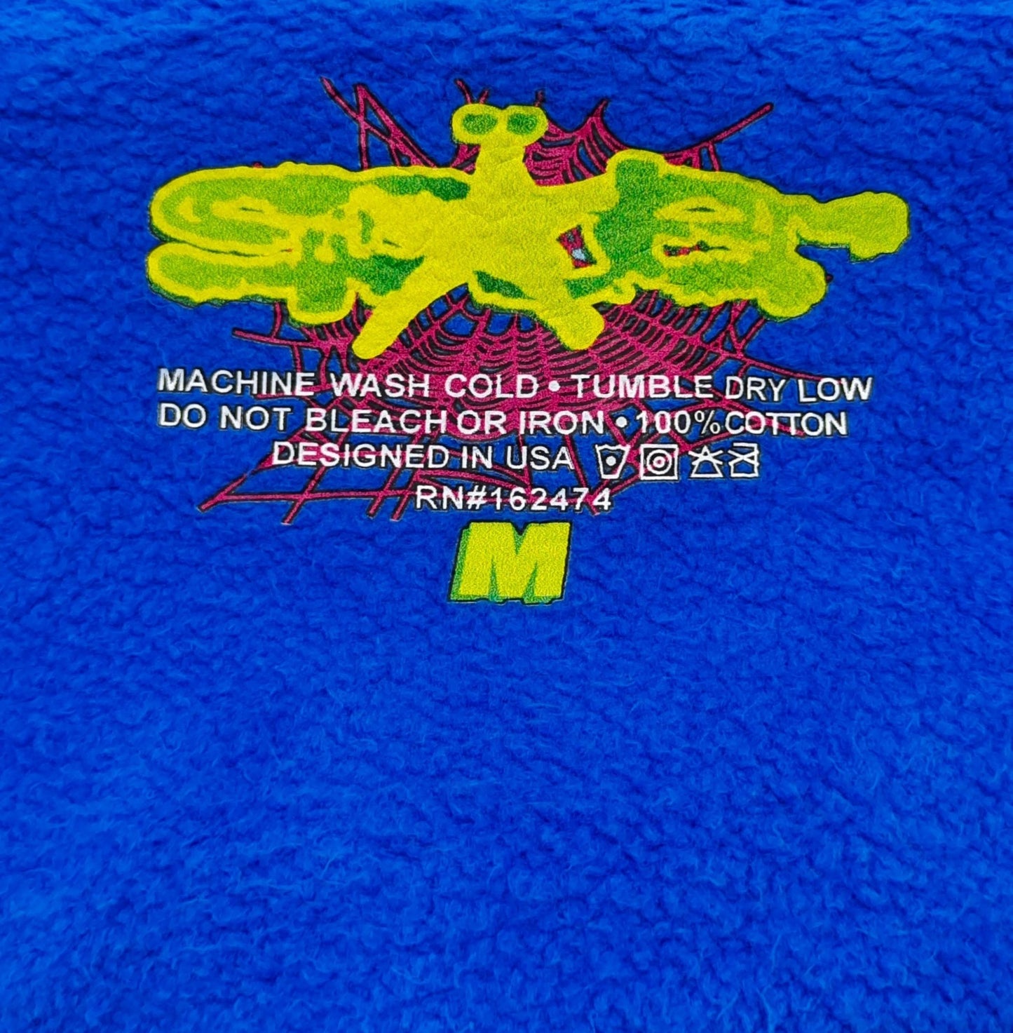 Blue and yellow sp5der hoodie