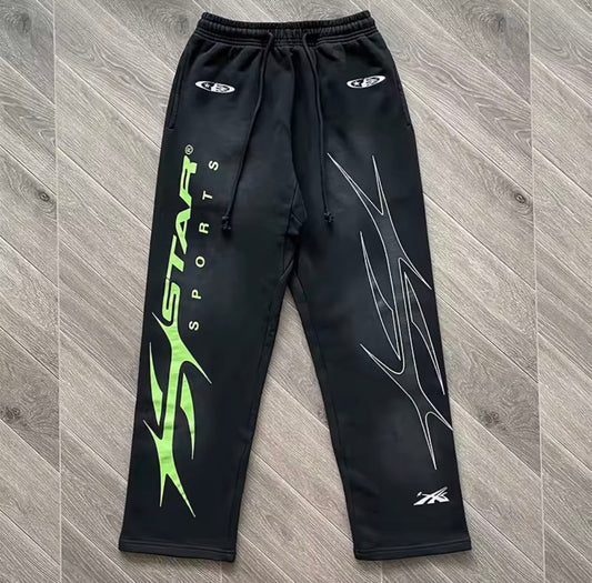 Black and green Hellstar sweatpants