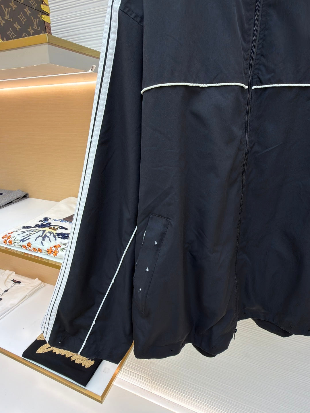 BALENCIAGA STRIPED HIGH COLLAR JACKET