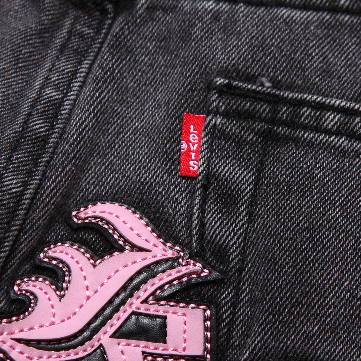 Chrome hearts pink cross patch jeans