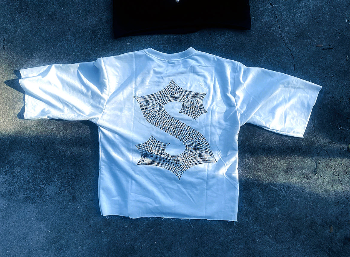 White  Saint boxed  fit tee