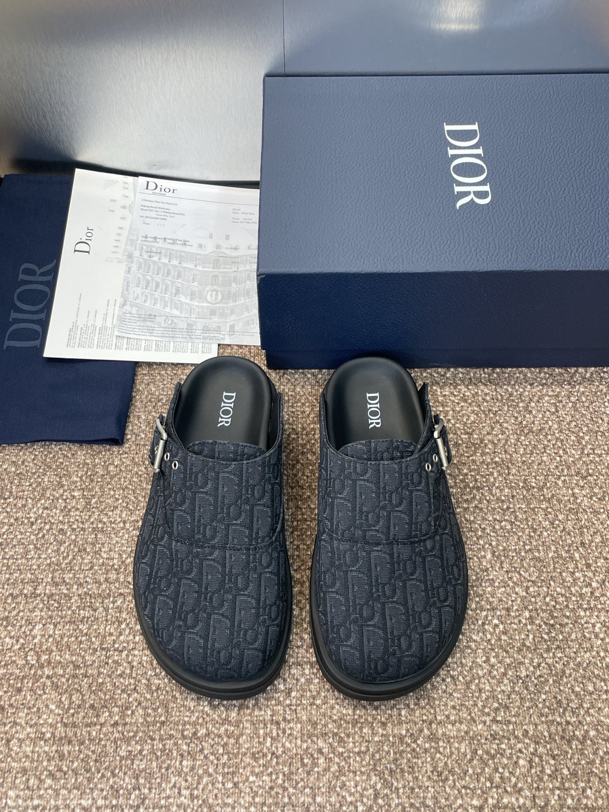 Black Dior loafer clogs