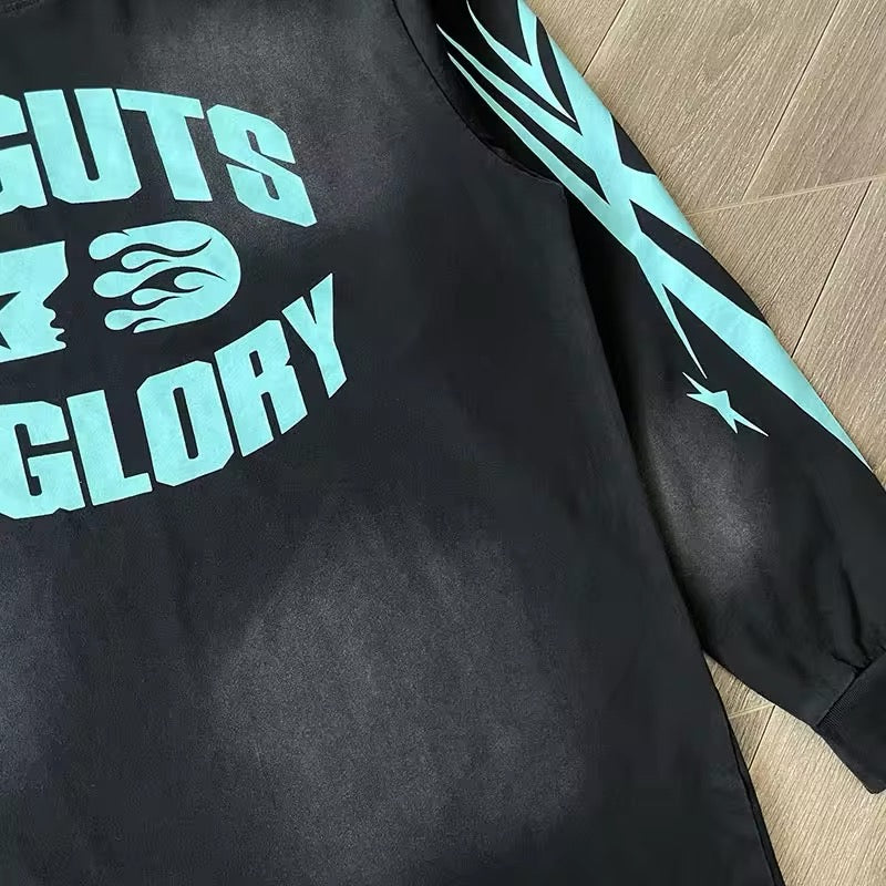 Hellstar no guts no glory black and turquoise longs leave tee