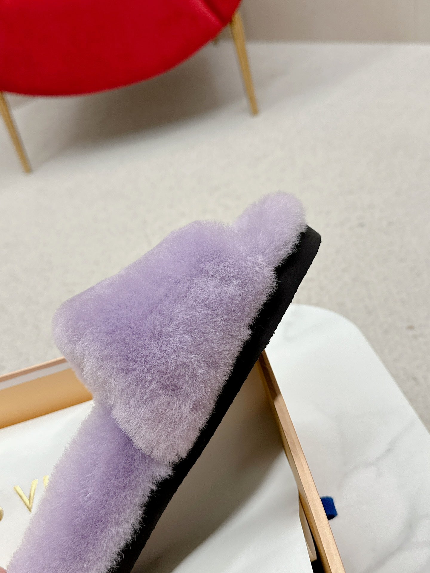 Purple Louis vitton  fur slides