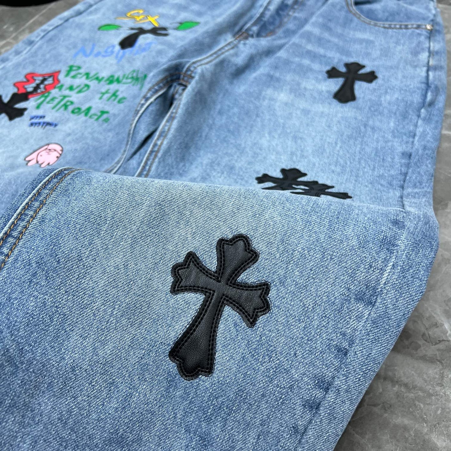 Chrome hearts graffiti jeans