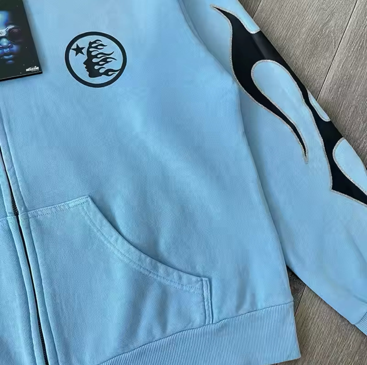 Hellstar blue  zip up hoodie