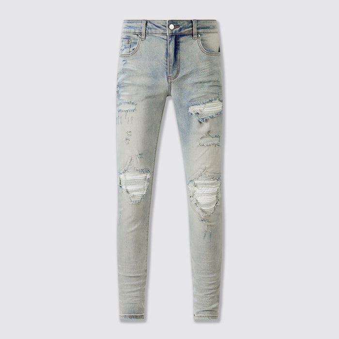 Amiri jeans light gray distressed